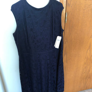 Sleeveless, lace knit, navy dress